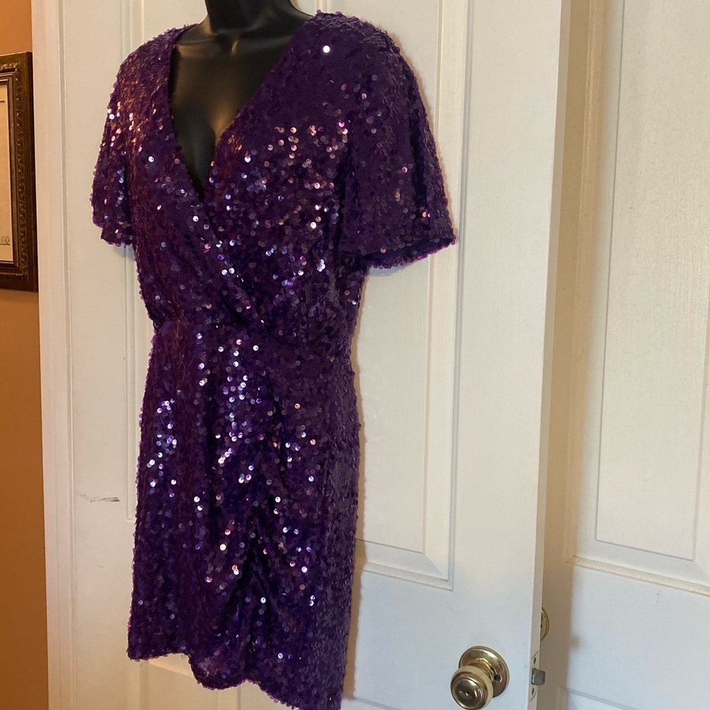 “LEYDEN” Sequin Ruched Mini Dress - Picture 8 of 16